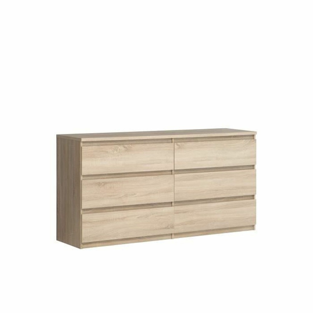 Commode chelsea 6 tiroirs - couleur chêne - 154 x 42,2 x 79,9 cm