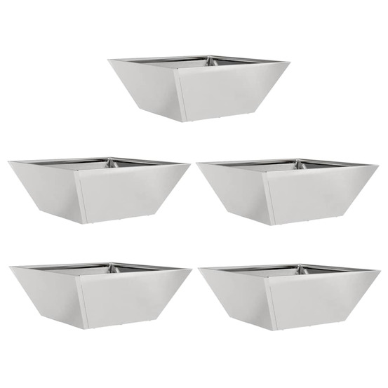 Cache-pot de jardin 5 pcs argent 40 x 40 x 15 cm