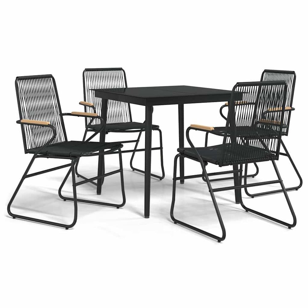 Ensemble à manger de jardin 5 pcs noir rotin pvc