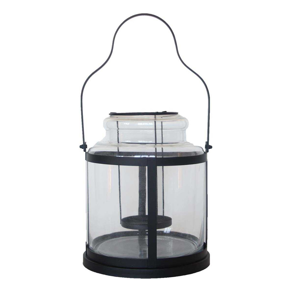 Lanterne tempête en métal et verre 25.4 x 28.4 x 26.7 cm