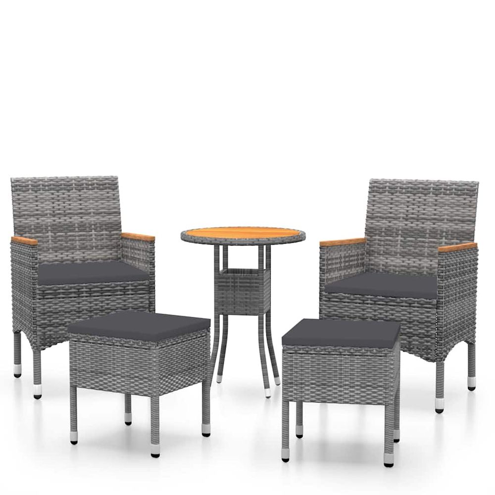Salon de jardin 5 pcs résine tressée gris