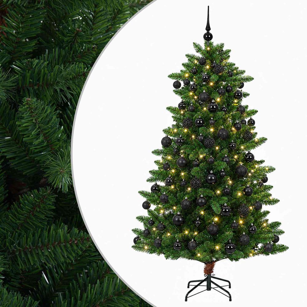 Arbre de noël artificiel avec boule 240 cm 300 led blanc chaud