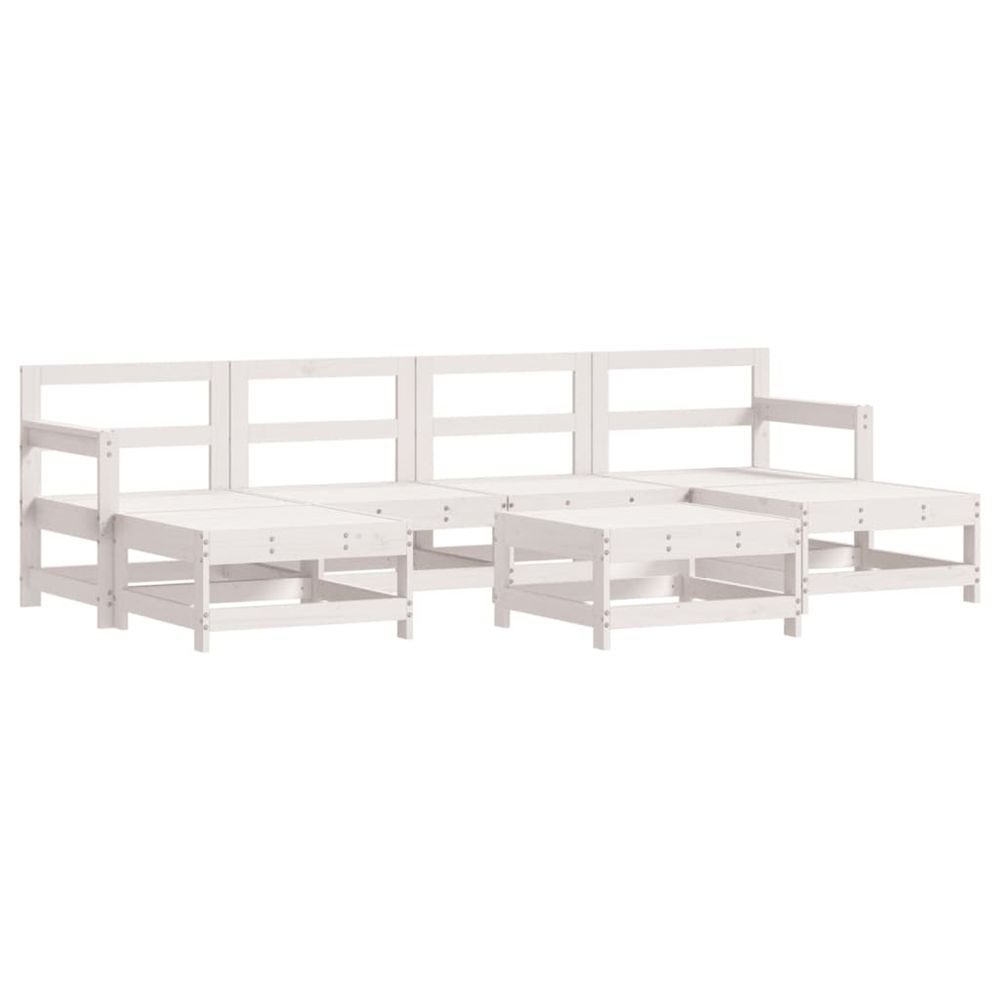 Salon de jardin 7 pcs blanc bois de pin massif