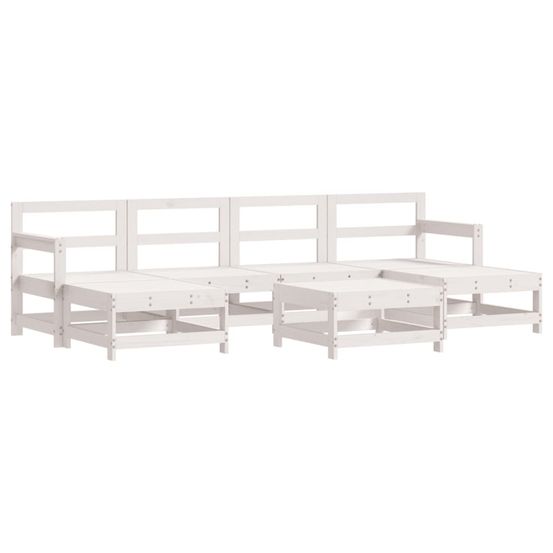 Salon de jardin 7 pcs blanc bois de pin massif