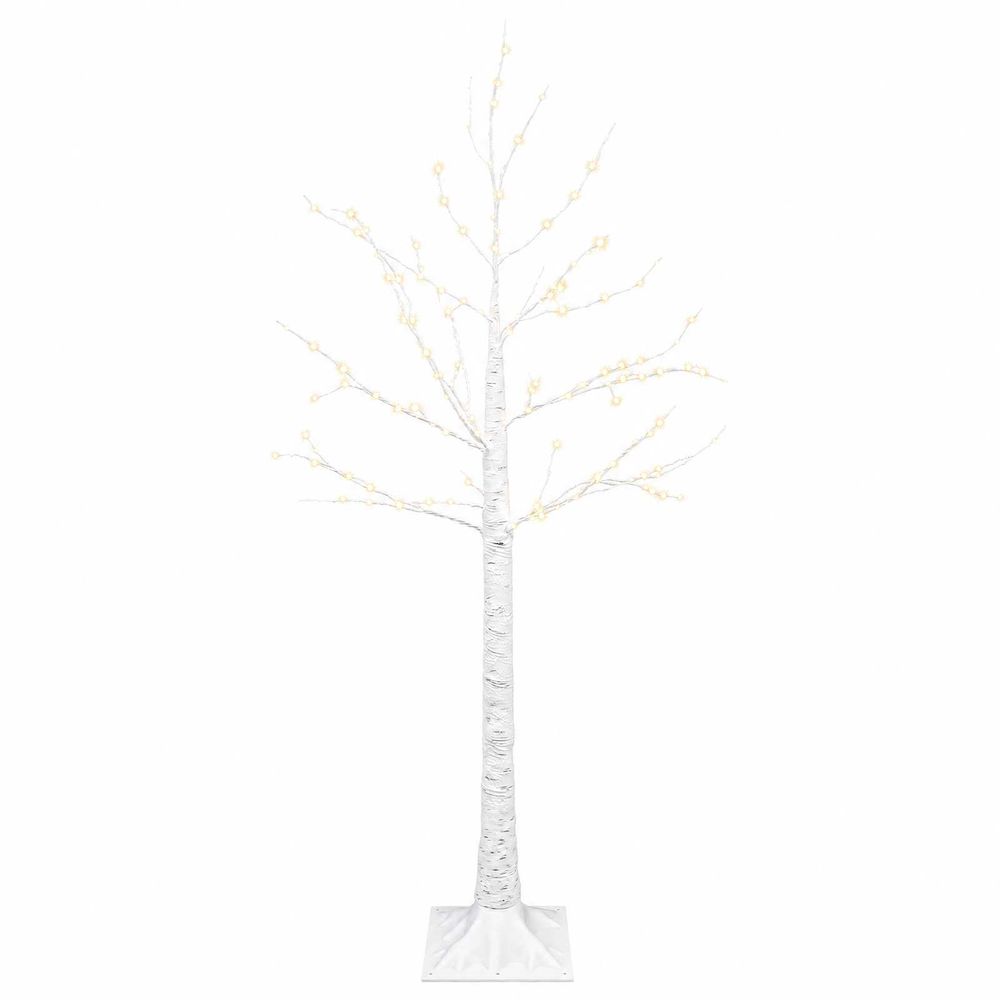 Sapin de noël bouleau blanc 22 x 22 x 120 cm plastique 174 led