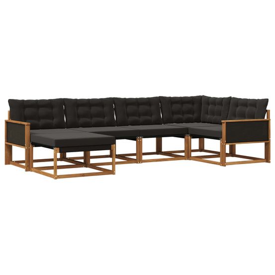 Ensemble de canapés d'extérieur 6 pc naturel et noir