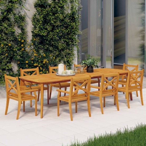 Chaises à manger d'extérieur lot de 8 bois d'acacia massif