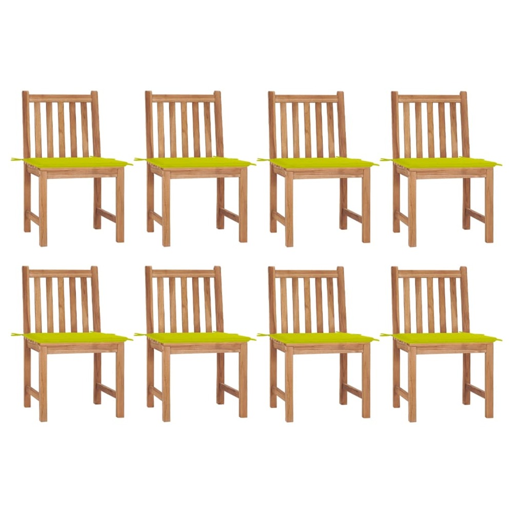 Chaises de jardin lot de 8 avec coussins bois de teck massif