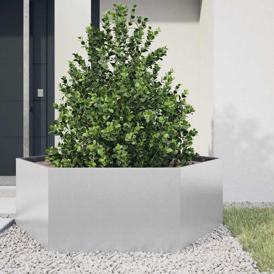 Grande jardinière hexagonale en acier galvanisé pour potager 138x120cm
