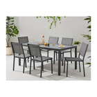Ensemble repas de jardin : table 160 cm + 6 chaises - structure en aluminium - gris anthracite