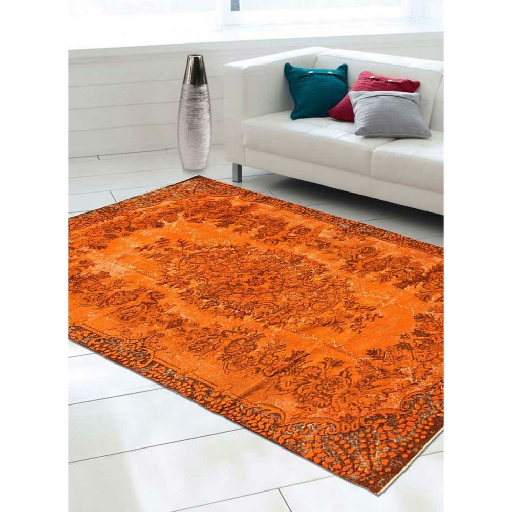 Authentique tapis d'orient 160x276 fait main en laine orange oymali