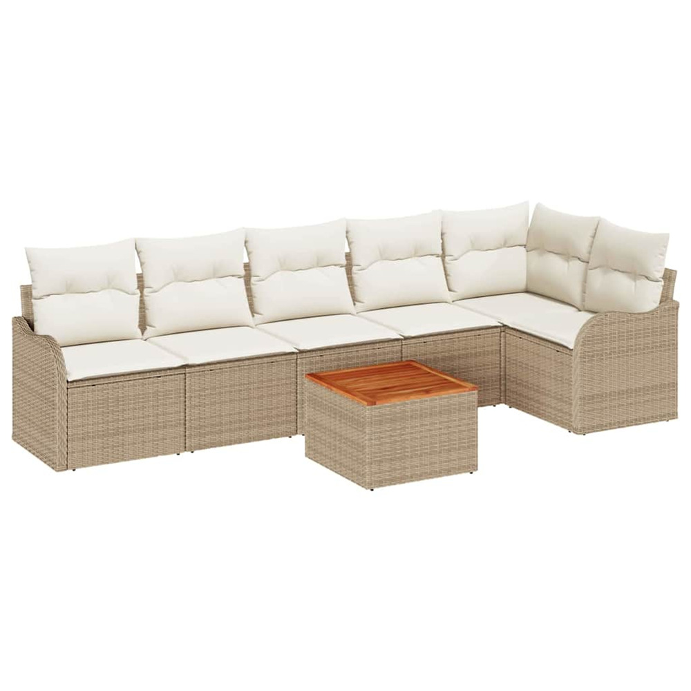 Ensemble de canapé de jardin 7 pcs beige et blanc