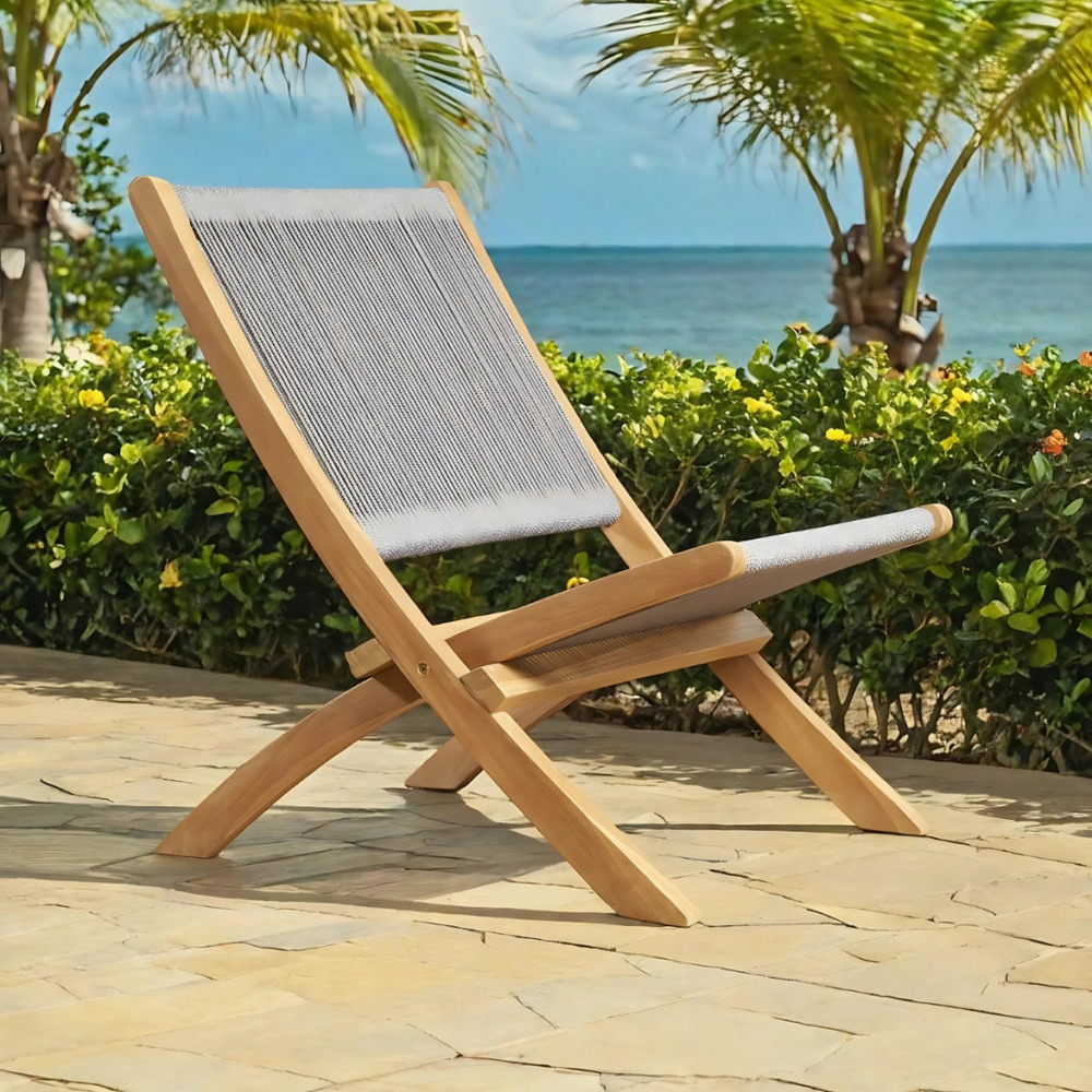 Fauteuil de jardin lounge en corde gris jala