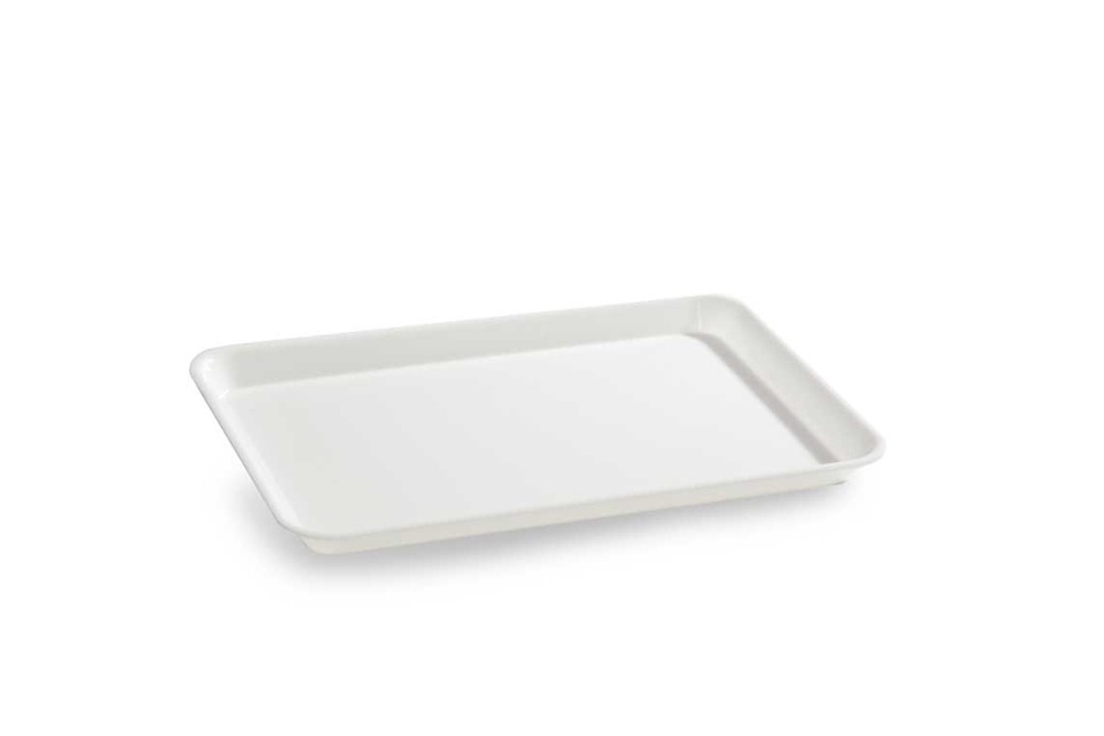 Plat en plexiglas rectangulaire avec coins arrondis blanc 305x210x17mm - matériel chr pro