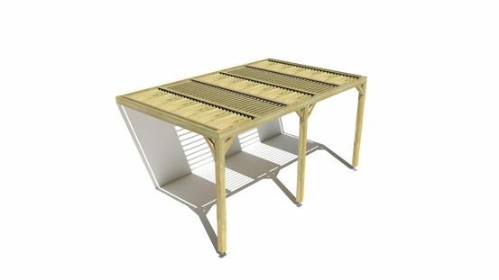 Pergola bois • 5m x 3m • adossée • sens profondeur • lames orientables bioclimatiques incluses • livraison comprise
