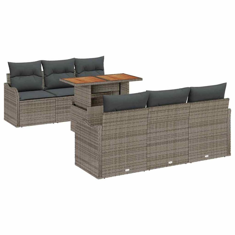 Ensemble de canapé de jardin 7 pc gris poly rotin