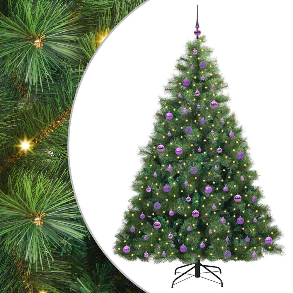 Sapin de noël artificiel avec 300 led vert 210 cm pe et pvc