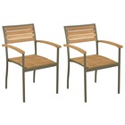 Chaise empilables d'extérieur 2 pcs bois d'acacia et acier