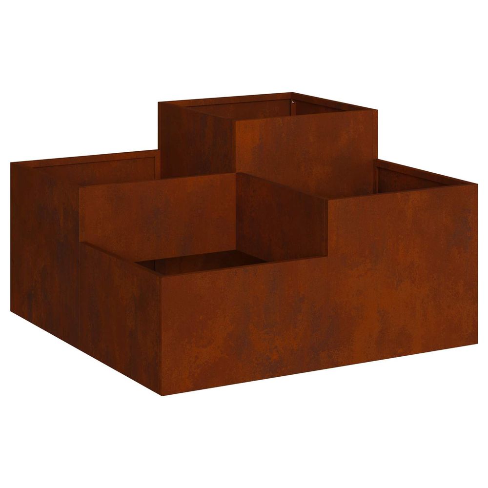 Cache-pot de jardin rouillé 80 x 80 x 48 cm acier patiné