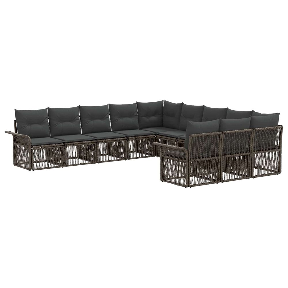 Ensemble de canapé de jardin 11 pc gris polyrotin