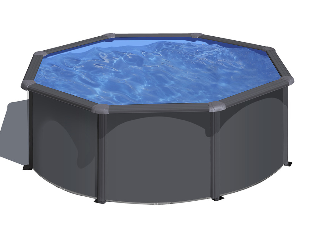 Piscine acier gris anthracite louko ronde 3,20 x 1,22 m