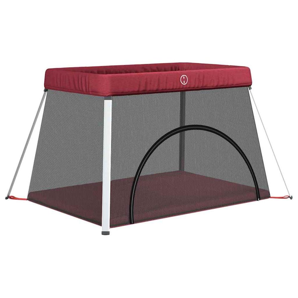 Parc pour bébé avec matelas rouge tissu de lin