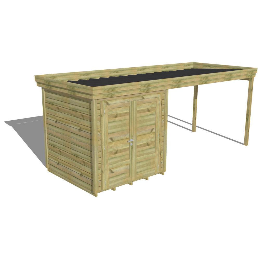 Abri de jardin bois pin traité autoclave 27mm - 5,64x2,14m / 12m2 - bac acier - plancher bois