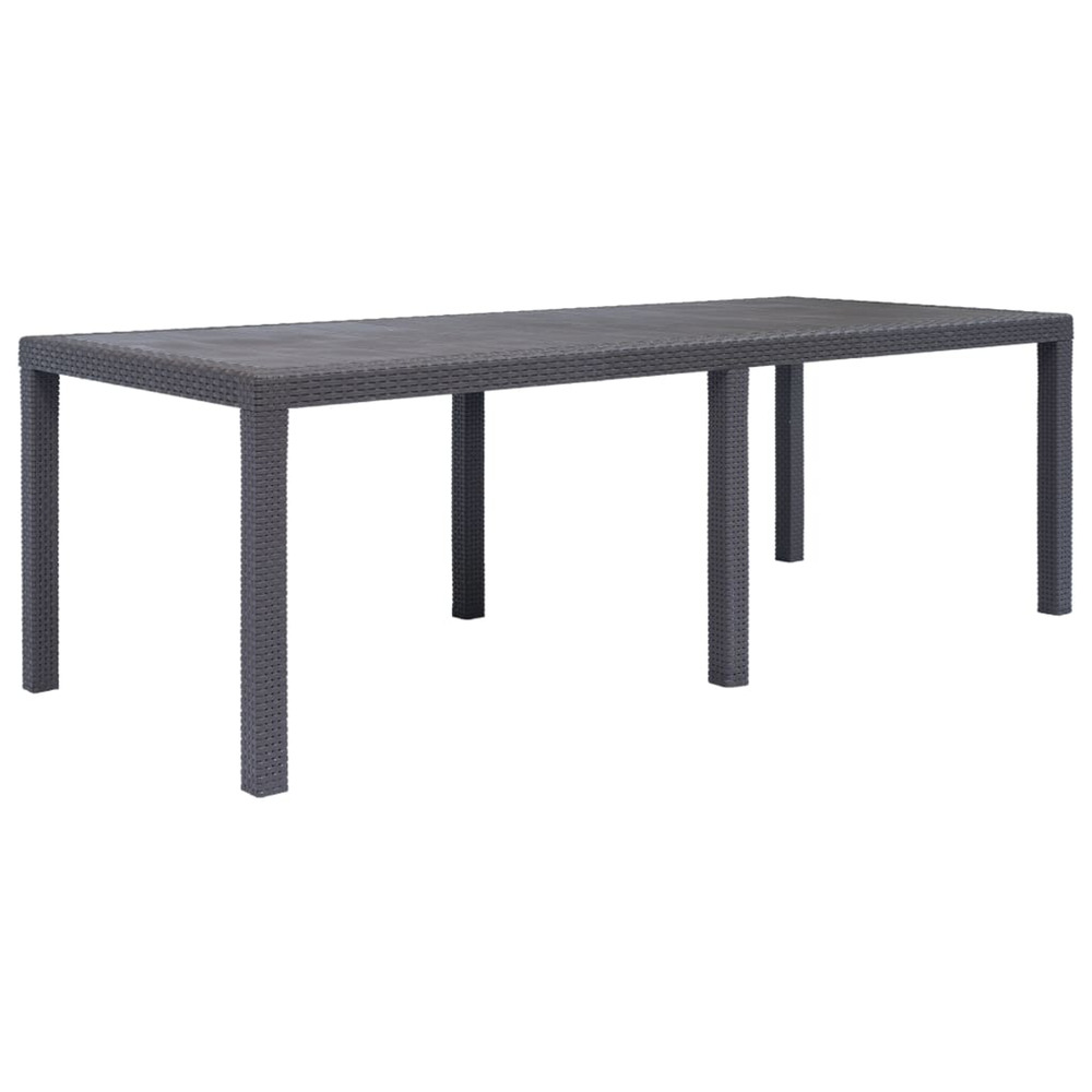 Table de jardin marron 220x90x72 cm plastique aspect de rotin