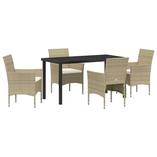 Ensemble de salle à manger pour jardin 5 pcs beige polyrotin