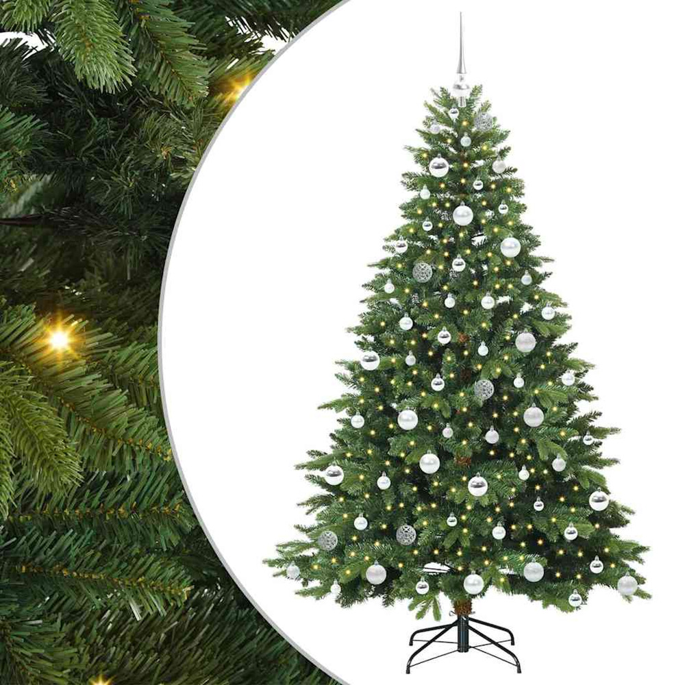 Sapin de noël artificiel avec 300 led vert 180 cm pe et pvc