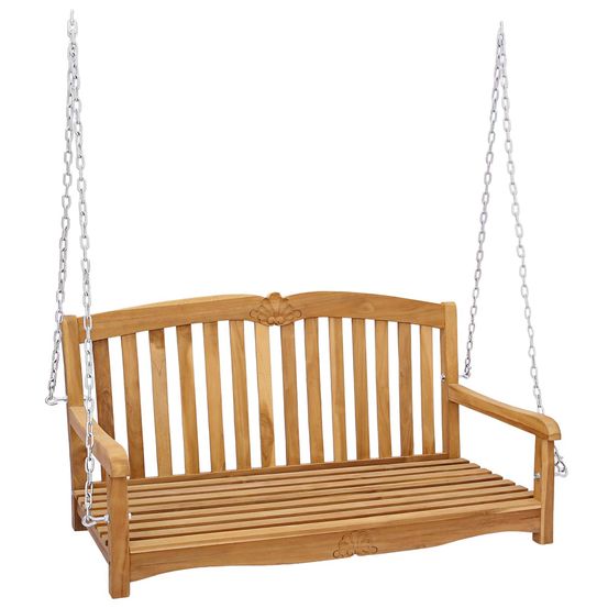 Banc balançoire 114 x 60 x 60,5 cm bois de teck massif naturel