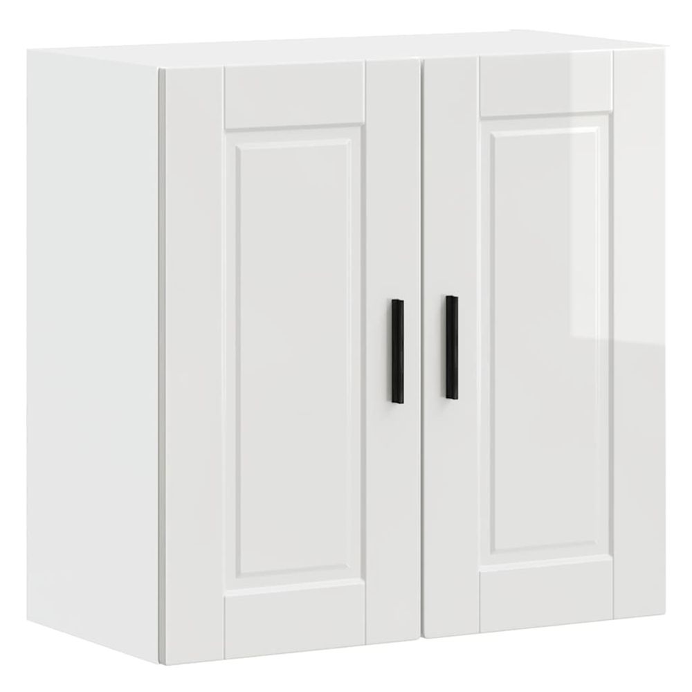Armoire murale de cuisine porto blanc brillant bois ingénierie