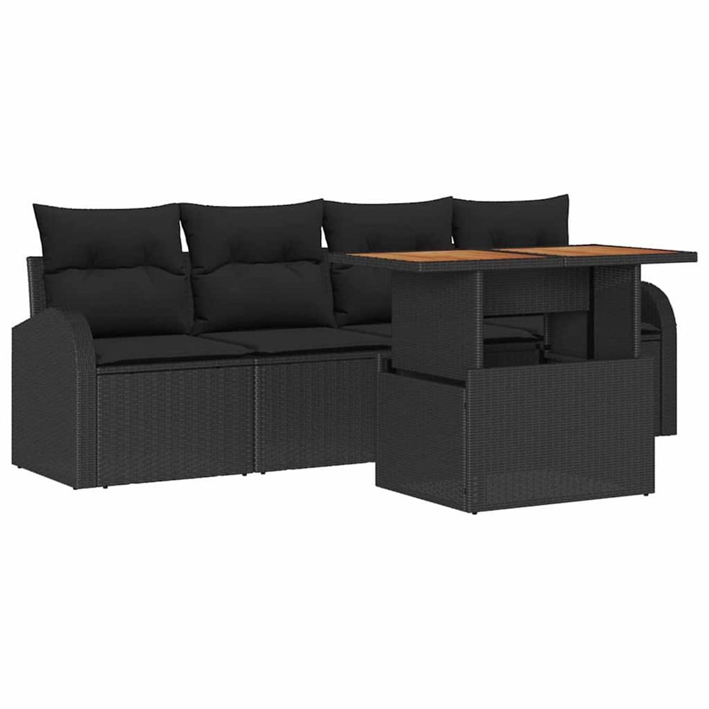 Ensemble de canapé de jardin 5 pc noir poly rotin