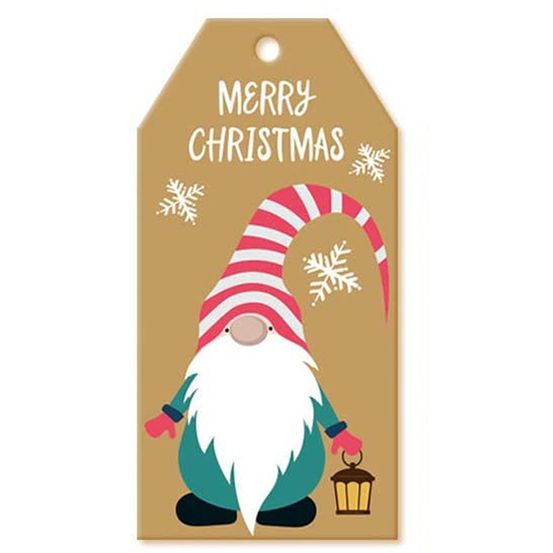 Etiquettes de noël - lutin rayé orose