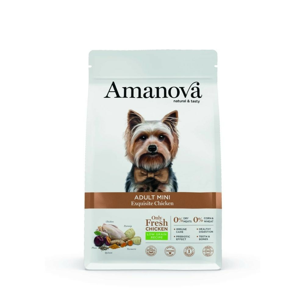 Croquettes chien petite race poulet amanova 2 kg