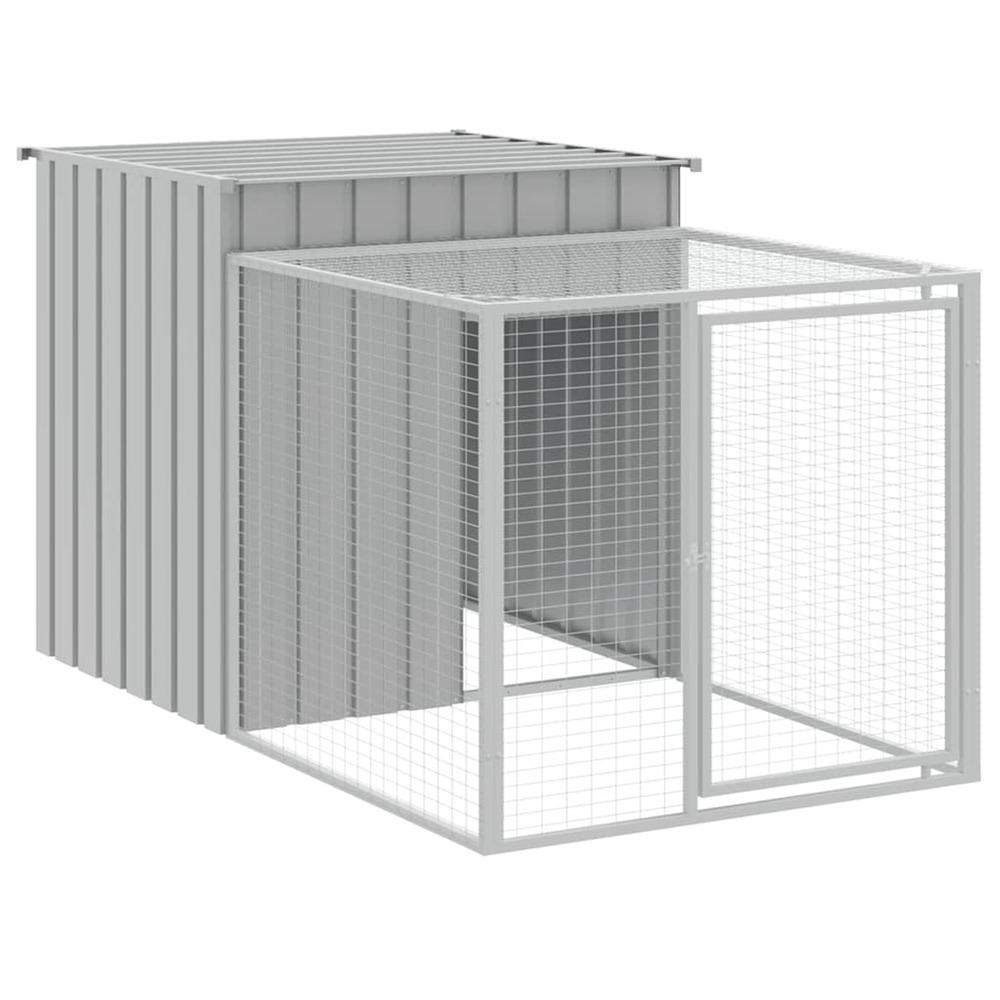 Cage à poulets avec enclos gris clair 110 x 201 x 110 cm acier galvanisé