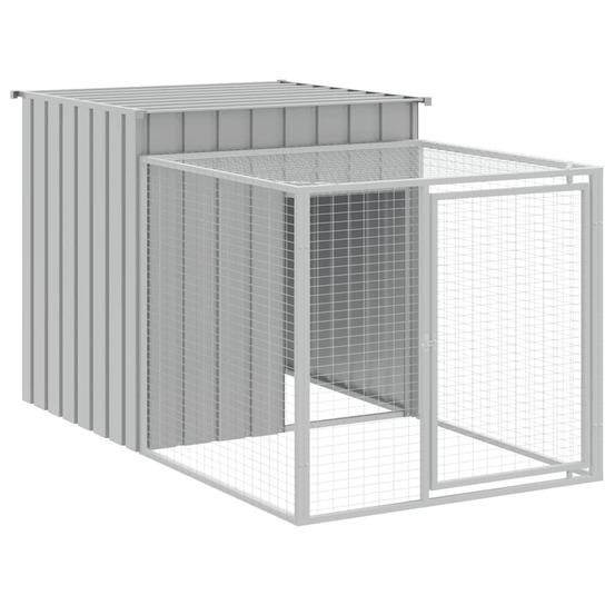 Cage à poulets avec enclos gris clair 110 x 201 x 110 cm acier galvanisé