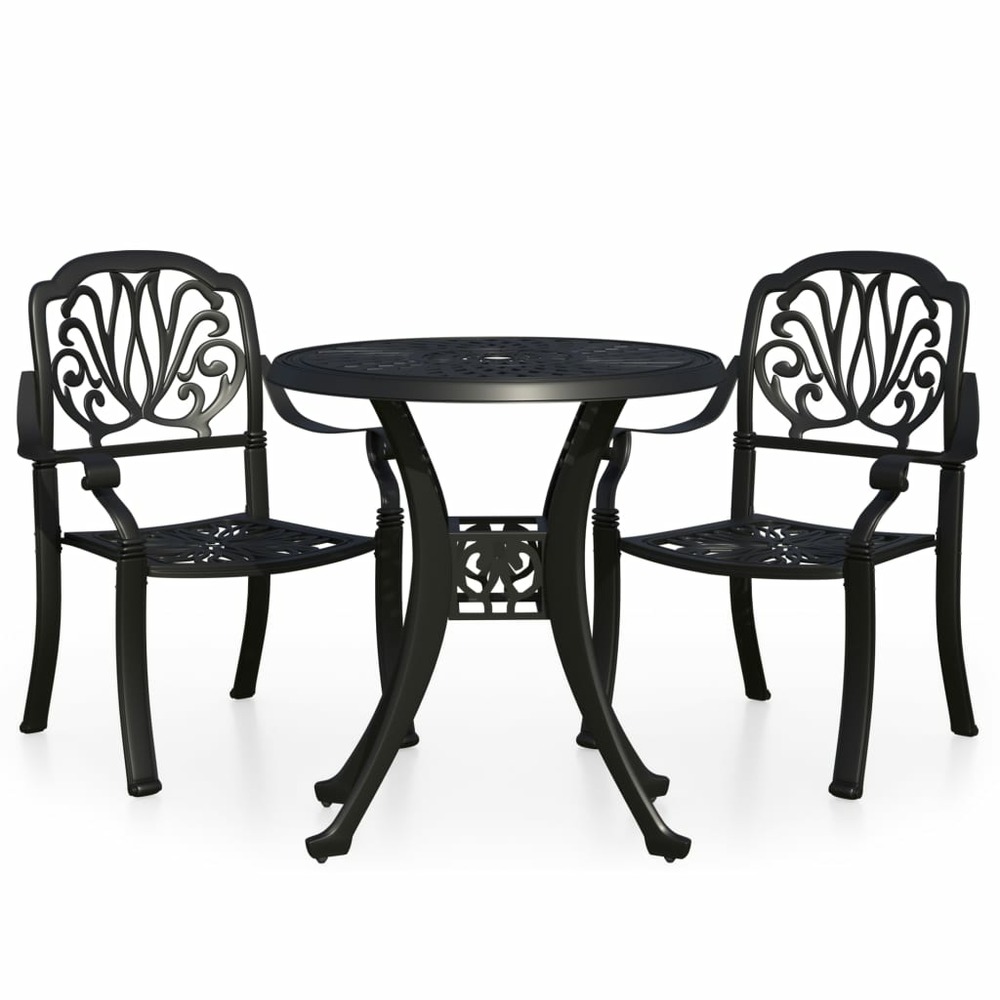 Ensemble de bistro 3 pcs aluminium coulé noir