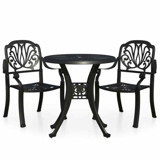 Ensemble de bistro 3 pcs aluminium coulé noir