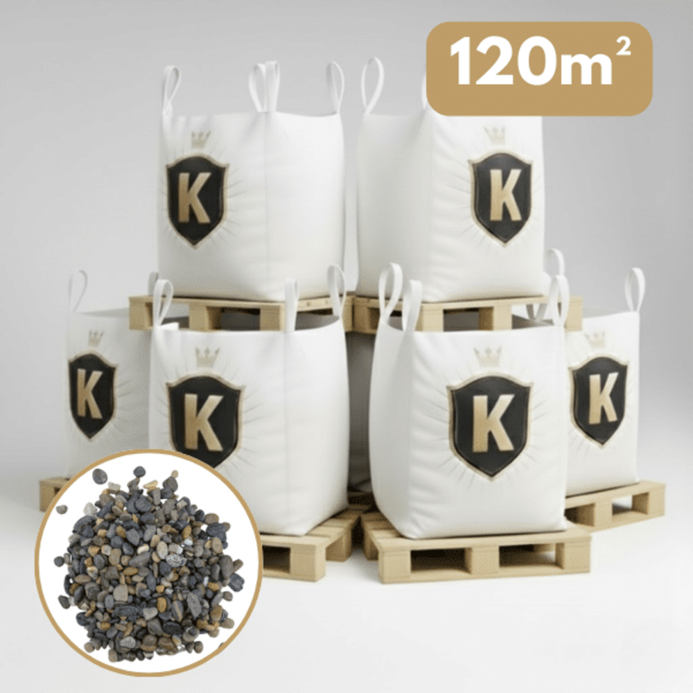 Gravier roulé rivière gris 6/16 mm – pack 6 big bag +/- 1,5t – 120 m²