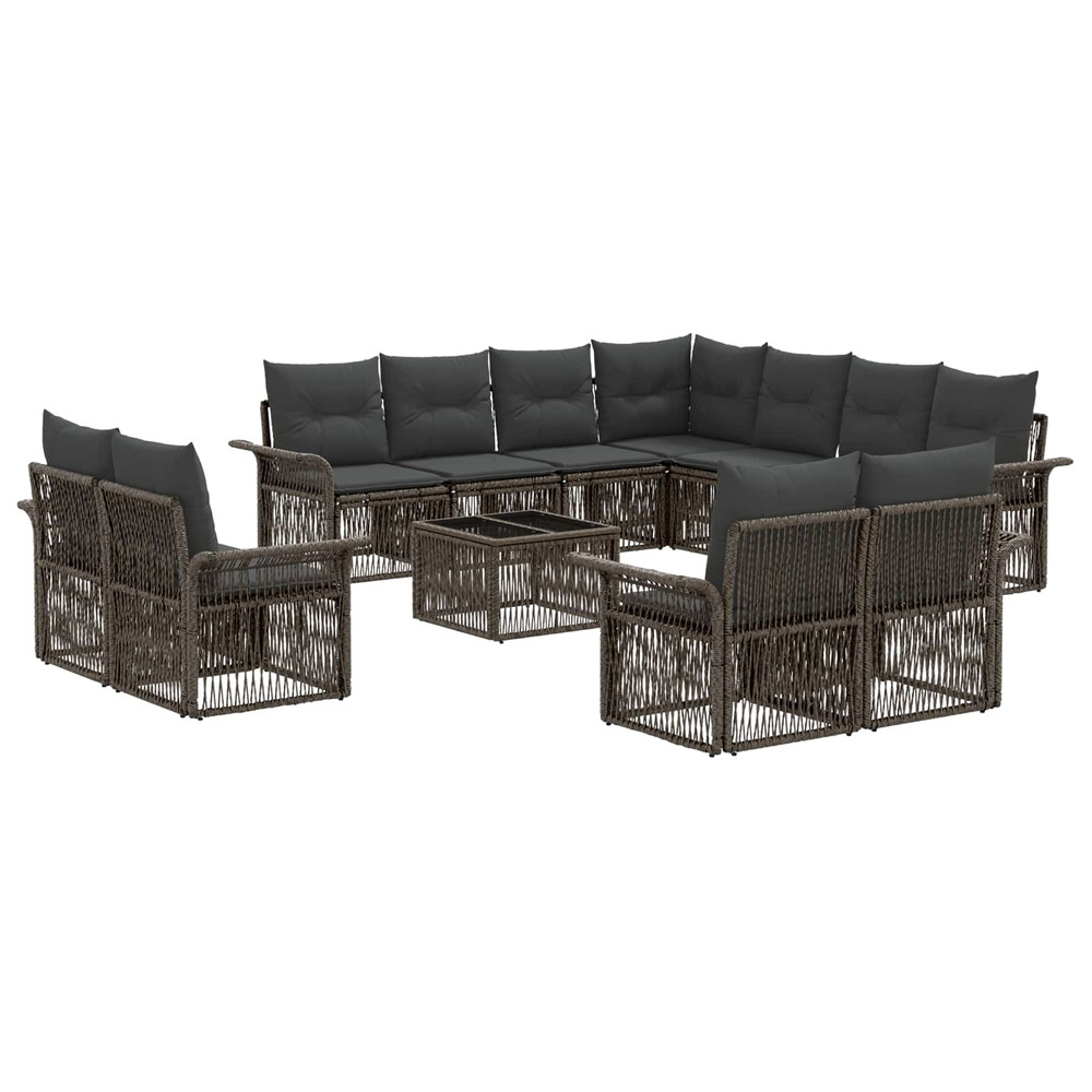 Ensemble de canapé de jardin 12 pcs gris et gris foncé