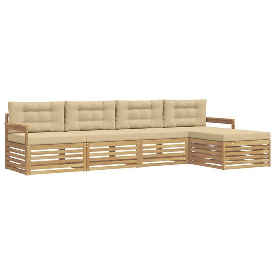Ensemble de canapés d'extérieur 5 pc blanc et beige polyester