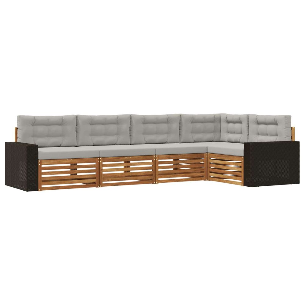 Ensemble de canapés d'extérieur 5 pc naturel et gris clair