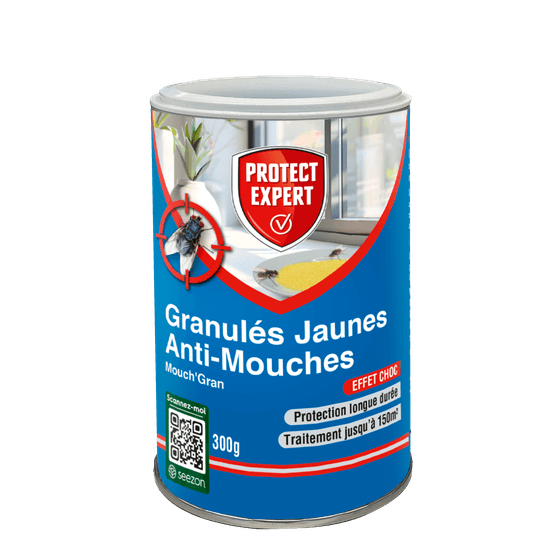 Protect expert granulés anti mouches - granulés attractifs jaunes - 300g - forte appétence - spécial infestation gramouch300n