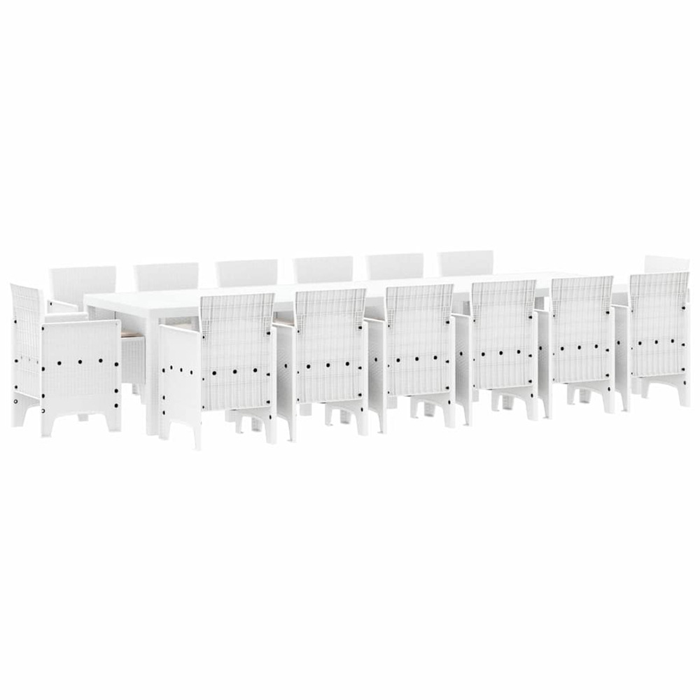 Ensemble de salle à manger pour jardin 15 pcs blanc rattan polt