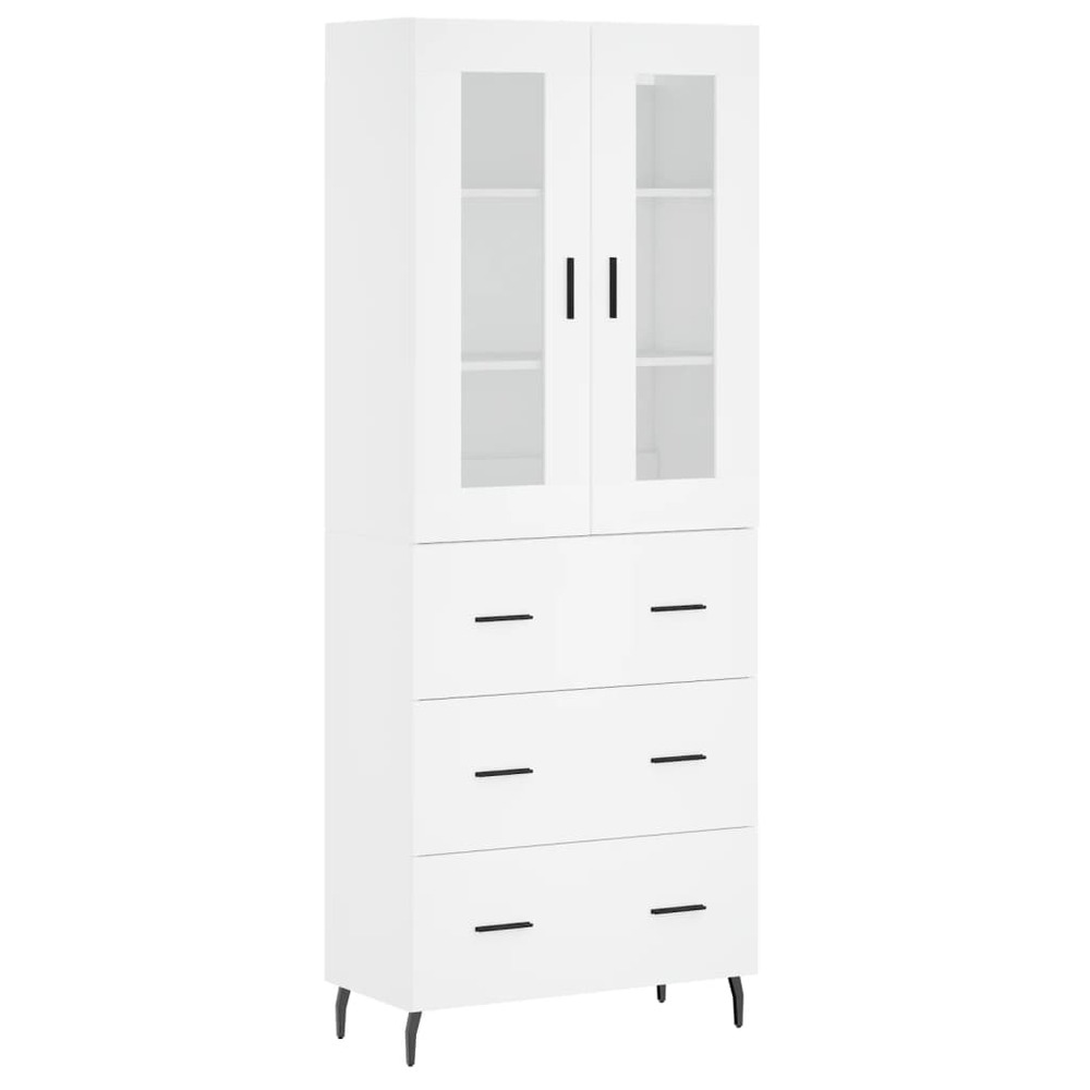 Buffet bahut commode armoire meuble de rangement organisateur cuisine salle de séjour salon haut 69,5 x 34 x 180 cm bois d'in