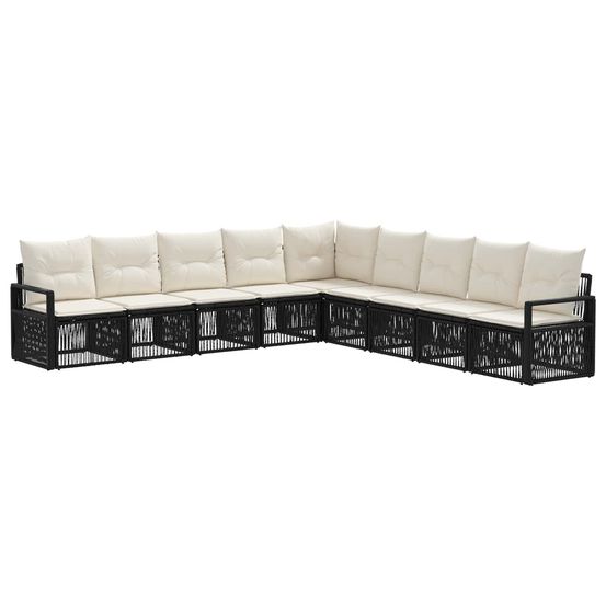 Ensemble de canapé de jardin 9 pc noir polyrotin