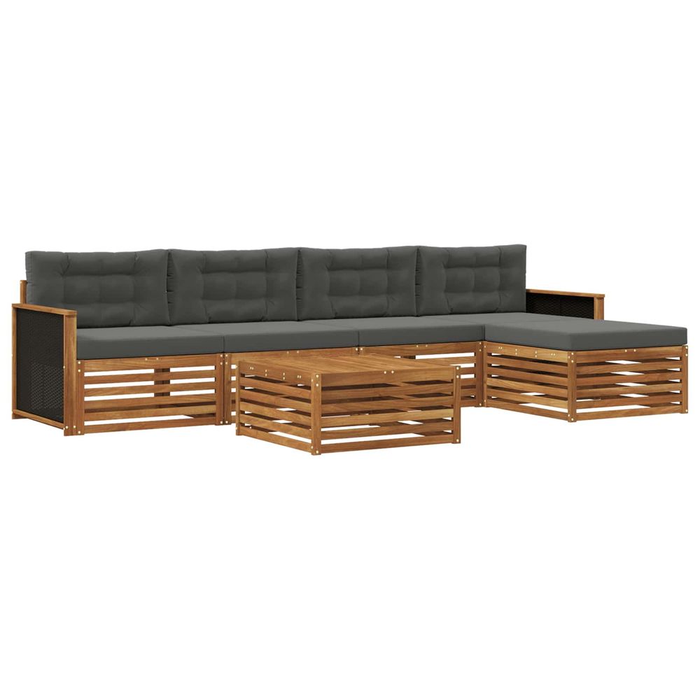 Ensemble de canapés d'extérieur 6 pc naturel et anthracite
