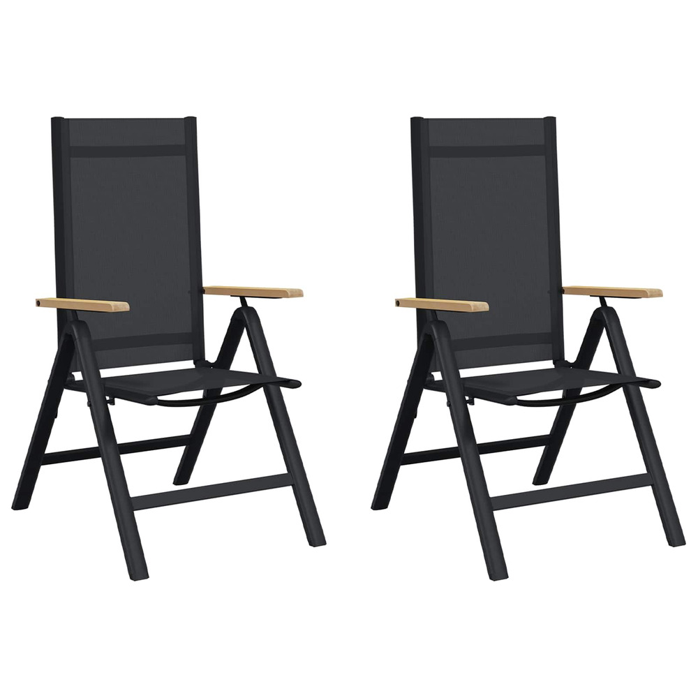 Chaises de jardin inclinables 2 pcs noir 58 x 73 x 111,5 cm