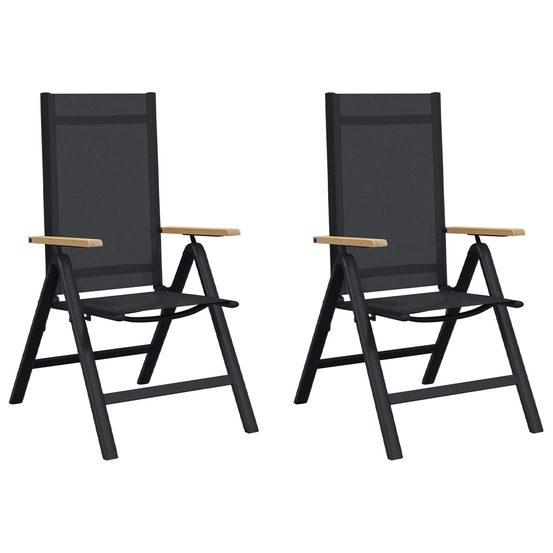 Chaises de jardin inclinables 2 pcs noir 58 x 73 x 111,5 cm